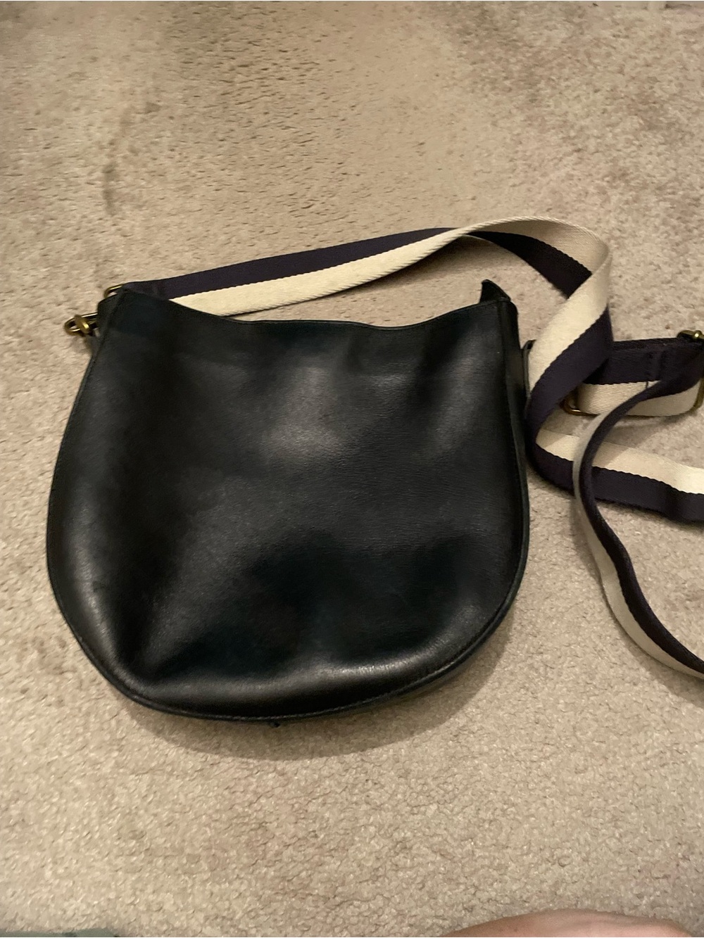 Madewell Black Leather Crossbody with Gold Hardware and Adjustable Strap